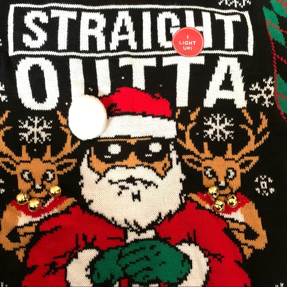 Straight Outta Light-up Ugly Christmas Sweater NWT - Picture 4 of 10